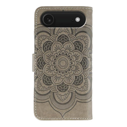 For iPhone Air Sun Mandala Embossing Leather Phone Case(Grey) - iPhone Air Cases by buy2fix | Online Shopping UK | buy2fix