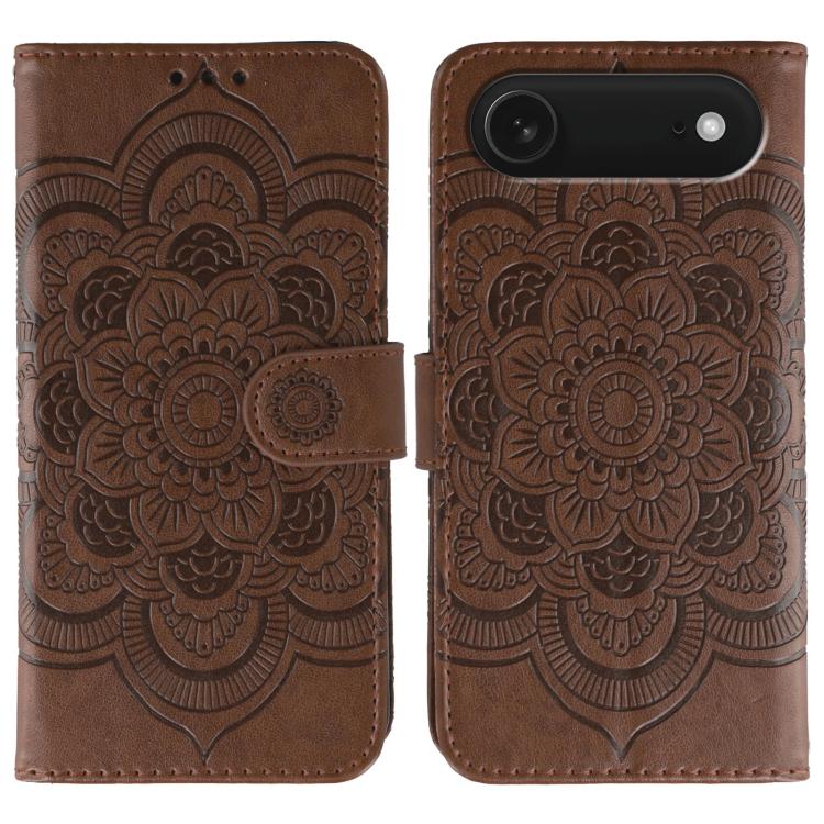 For iPhone Air Sun Mandala Embossing Leather Phone Case(Brown) - iPhone Air Cases by buy2fix | Online Shopping UK | buy2fix