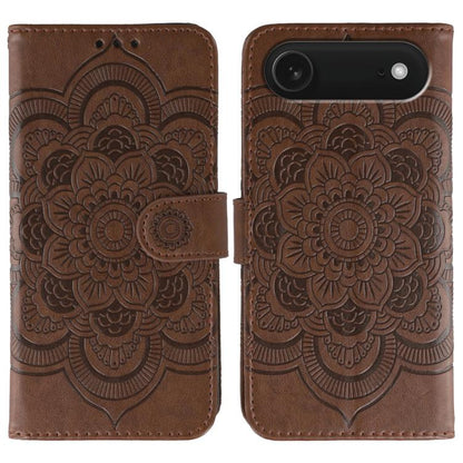 For iPhone Air Sun Mandala Embossing Leather Phone Case(Brown) - iPhone Air Cases by buy2fix | Online Shopping UK | buy2fix