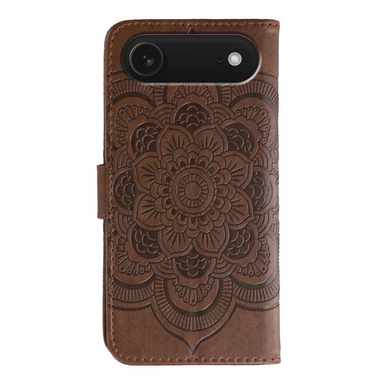 For iPhone Air Sun Mandala Embossing Leather Phone Case(Brown) - iPhone Air Cases by buy2fix | Online Shopping UK | buy2fix