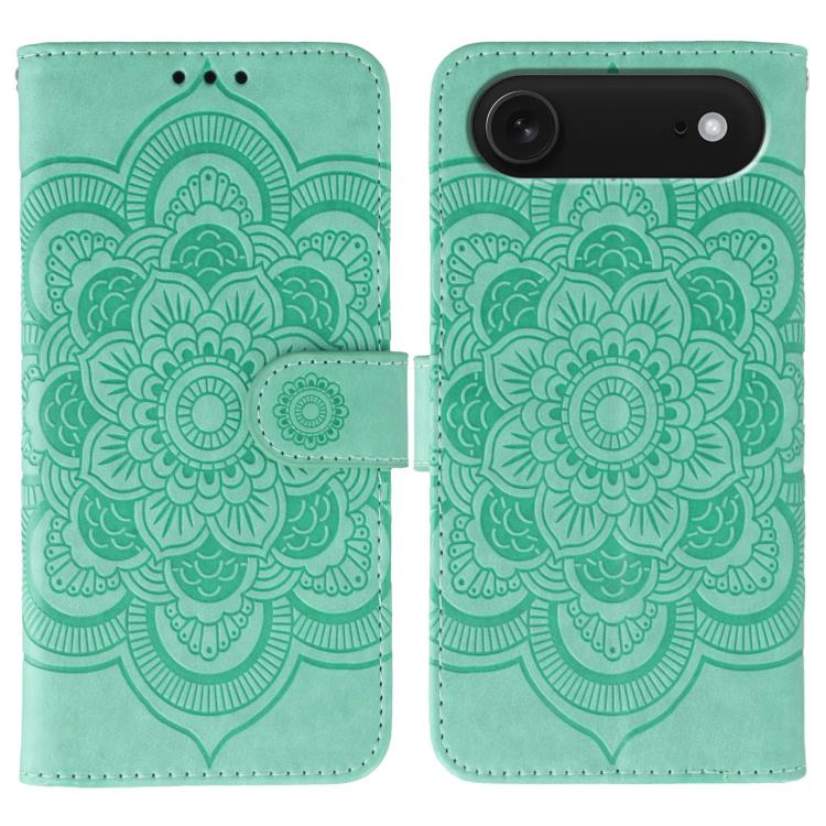 For iPhone Air Sun Mandala Embossing Leather Phone Case(Green) - iPhone Air Cases by buy2fix | Online Shopping UK | buy2fix