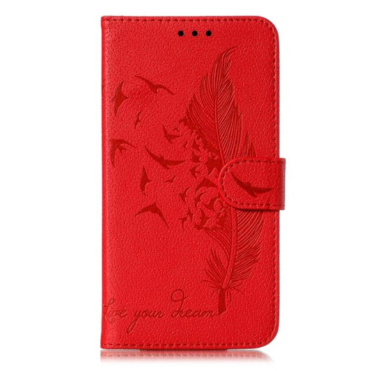 For iPhone Air Feather Pattern Litchi Texture Leather Phone Case(Red) - iPhone Air Cases by buy2fix | Online Shopping UK | buy2fix