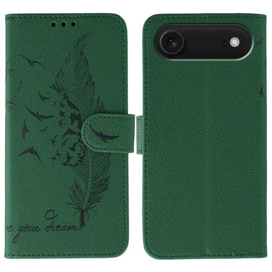 For iPhone Air Feather Pattern Litchi Texture Leather Phone Case(Green) - iPhone Air Cases by buy2fix | Online Shopping UK | buy2fix