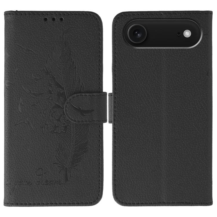 For iPhone Air Feather Pattern Litchi Texture Leather Phone Case(Black) - iPhone Air Cases by buy2fix | Online Shopping UK | buy2fix