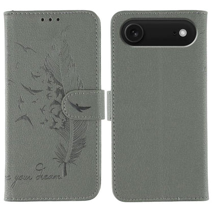 For iPhone Air Feather Pattern Litchi Texture Leather Phone Case(Gray) - iPhone Air Cases by buy2fix | Online Shopping UK | buy2fix