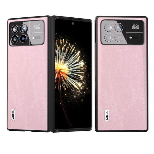For Xiaomi Mix Fold 3 ABEEL Cowhide Texture PU Phone Case(Pink)