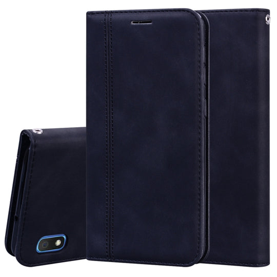 For Samsung Galaxy A10 Frosted Business Magnetic Horizontal Flip PU Leather Case with Holder & Card Slot & Lanyard(Black)