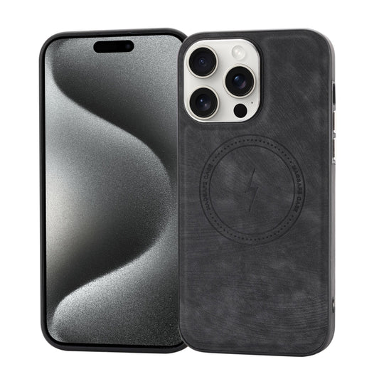 For iPhone 15 Pro Max Side PU Hybrid TPU Magsafe Phone Case(Black) - iPhone 15 Pro Max Cases by buy2fix | Online Shopping UK | buy2fix