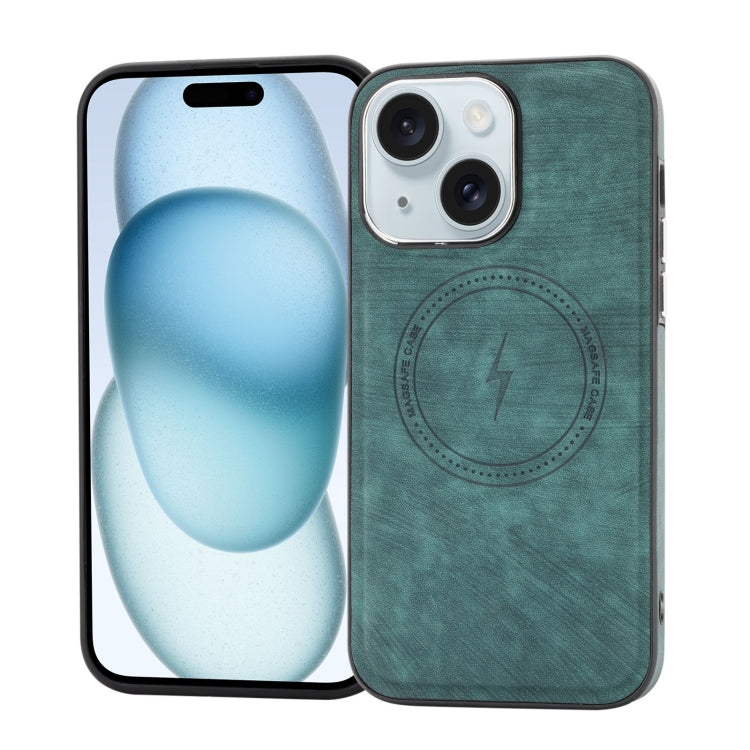 For iPhone 15 Side PU Hybrid TPU Magsafe Phone Case(Green) - iPhone 15 Cases by buy2fix | Online Shopping UK | buy2fix