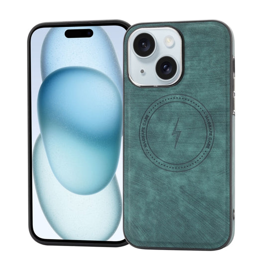 For iPhone 15 Side PU Hybrid TPU Magsafe Phone Case(Green) - iPhone 15 Cases by buy2fix | Online Shopping UK | buy2fix
