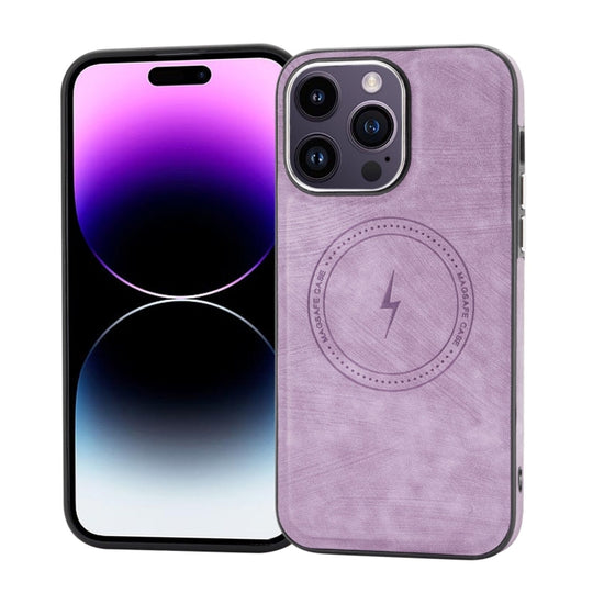 For iPhone 14 Pro Max Side PU Hybrid TPU Magsafe Phone Case(Light Purple)