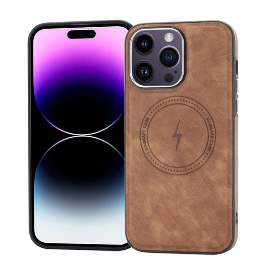For iPhone 14 Pro Side PU Hybrid TPU Magsafe Phone Case(Brown) - iPhone 14 Pro Cases by buy2fix | Online Shopping UK | buy2fix