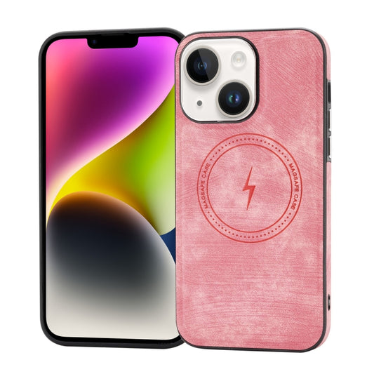 For iPhone 14 Side PU Hybrid TPU Magsafe Phone Case(Pink) - iPhone 14 Cases by buy2fix | Online Shopping UK | buy2fix