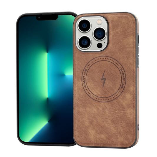 For iPhone 13 Pro Side PU Hybrid TPU Magsafe Phone Case(Brown) - iPhone 13 Pro Cases by buy2fix | Online Shopping UK | buy2fix