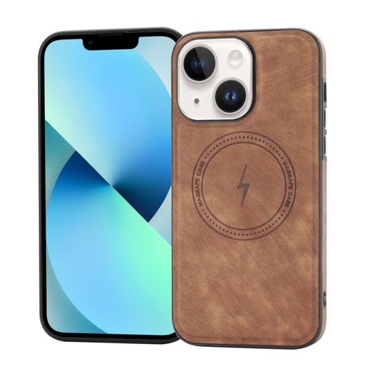 For iPhone 13 Side PU Hybrid TPU Magsafe Phone Case(Brown) - iPhone 13 Cases by buy2fix | Online Shopping UK | buy2fix