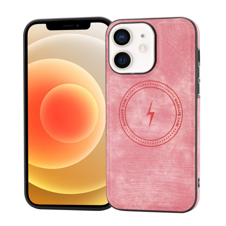 For iPhone 12 Side PU Hybrid TPU Magsafe Phone Case(Pink) by buy2fix