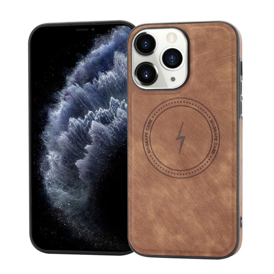 For iPhone 11 Pro Max Side PU Hybrid TPU Magsafe Phone Case(Brown) - iPhone 11 Pro Max Cases by buy2fix | Online Shopping UK | buy2fix