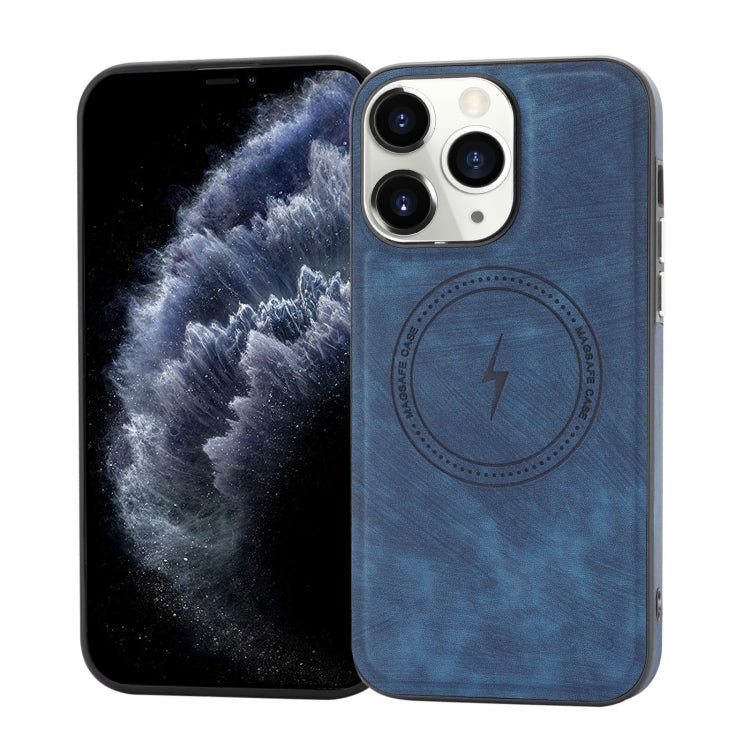 For iPhone 11 Pro Max Side PU Hybrid TPU Magsafe Phone Case(Blue) by buy2fix