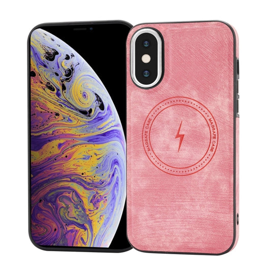 For iPhone XS Max Side PU Hybrid TPU Magsafe Phone Case(Pink) - More iPhone Cases by buy2fix | Online Shopping UK | buy2fix