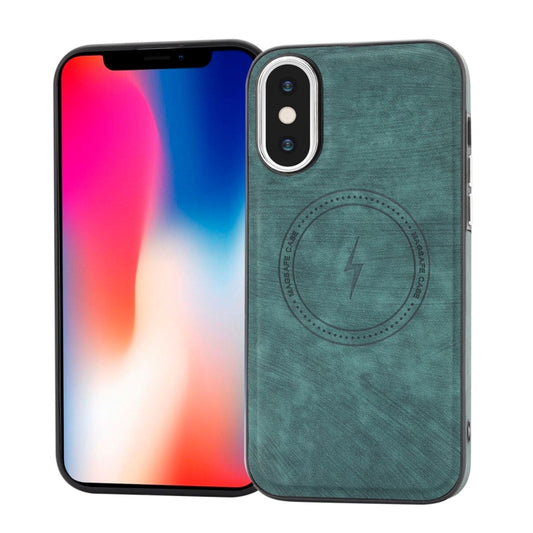 For iPhone XS /X Side PU Hybrid TPU Magsafe Phone Case(Green) - More iPhone Cases by buy2fix | Online Shopping UK | buy2fix