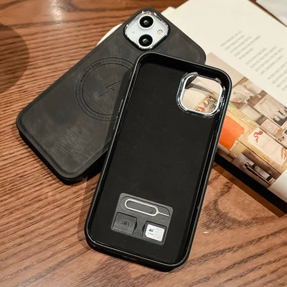 For iPhone XR Side PU Hybrid TPU Magsafe Phone Case(Black) by buy2fix