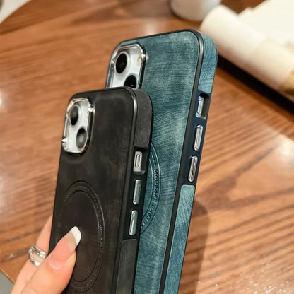 For iPhone 15 Side PU Hybrid TPU Magsafe Phone Case(Green) - iPhone 15 Cases by buy2fix | Online Shopping UK | buy2fix