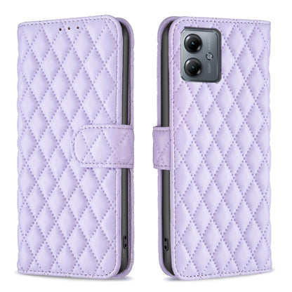 For Motorola Moto G14 4G Diamond Lattice Wallet Flip Leather Phone Case(Purple) by buy2fix