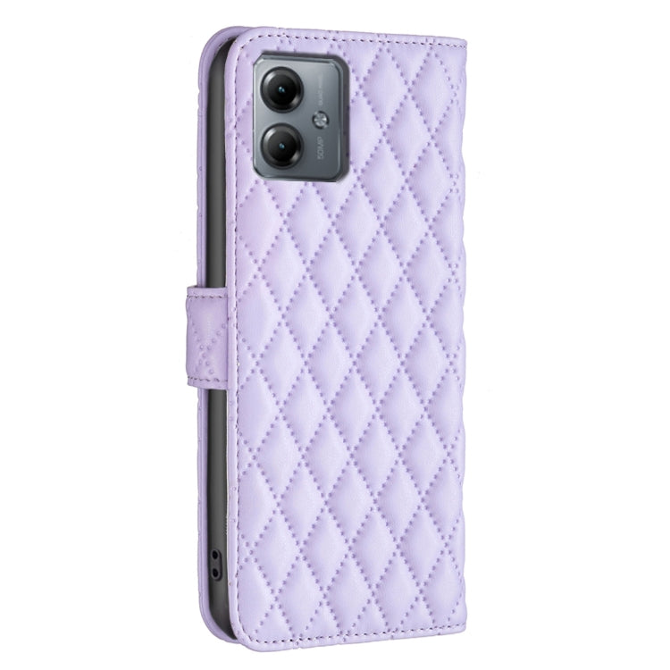 For Motorola Moto G14 4G Diamond Lattice Wallet Flip Leather Phone Case(Purple) by buy2fix