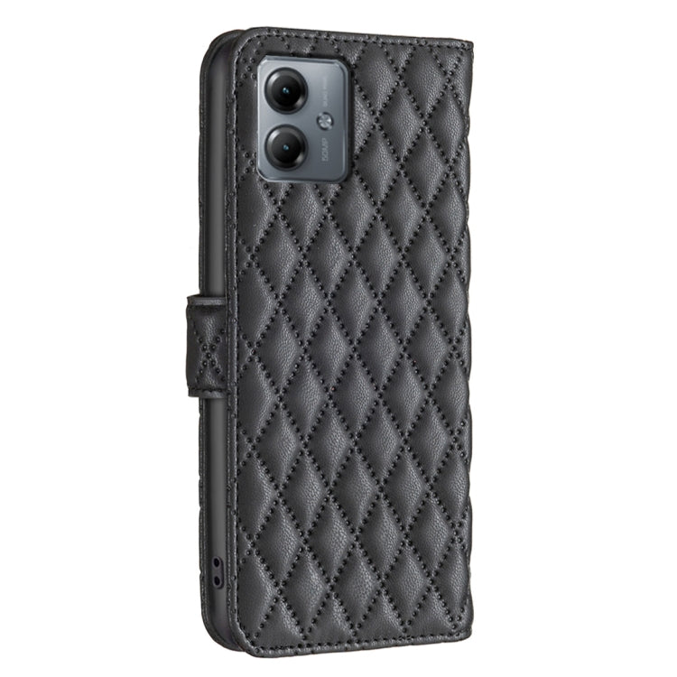 For Motorola Moto G14 4G Diamond Lattice Wallet Flip Leather Phone Case(Black) by buy2fix