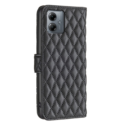 For Motorola Moto G14 4G Diamond Lattice Wallet Flip Leather Phone Case(Black) by buy2fix