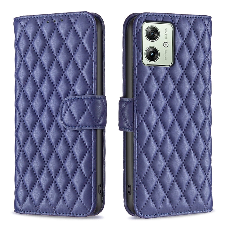 For Motorola Moto G54 5G EU Edition Diamond Lattice Wallet Flip Leather Phone Case(Blue) by buy2fix