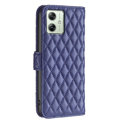 For Motorola Moto G54 5G EU Edition Diamond Lattice Wallet Flip Leather Phone Case(Blue) by buy2fix