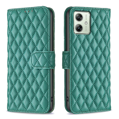 For Motorola Moto G54 5G EU Edition Diamond Lattice Wallet Flip Leather Phone Case(Green) by buy2fix