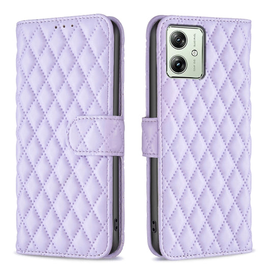 For Motorola Moto G54 5G EU Edition Diamond Lattice Wallet Flip Leather Phone Case(Purple) by buy2fix