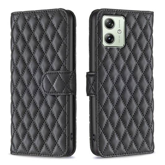 For Motorola Moto G54 5G EU Edition Diamond Lattice Wallet Flip Leather Phone Case(Black) by buy2fix