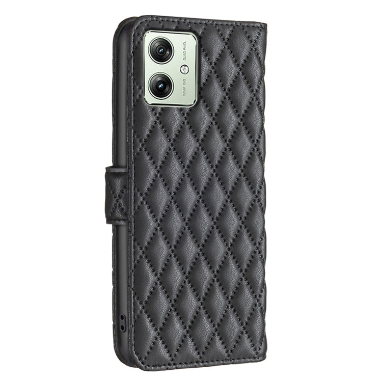 For Motorola Moto G54 5G EU Edition Diamond Lattice Wallet Flip Leather Phone Case(Black) by buy2fix