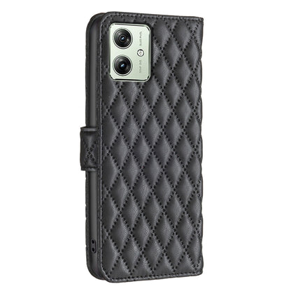 For Motorola Moto G54 5G EU Edition Diamond Lattice Wallet Flip Leather Phone Case(Black) by buy2fix