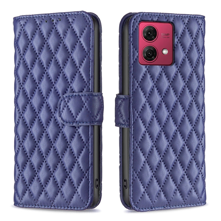For Motorola Moto G84 Diamond Lattice Wallet Flip Leather Phone Case(Blue) by buy2fix