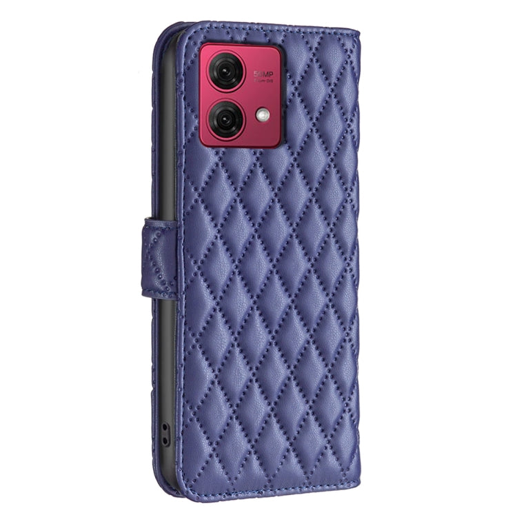 For Motorola Moto G84 Diamond Lattice Wallet Flip Leather Phone Case(Blue) by buy2fix