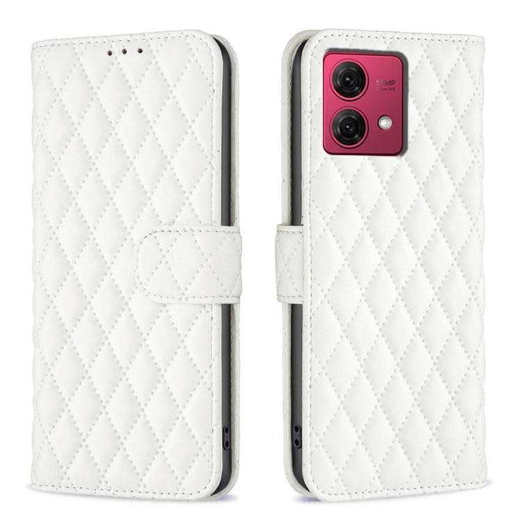 For Motorola Moto G84 Diamond Lattice Wallet Flip Leather Phone Case(White) by buy2fix
