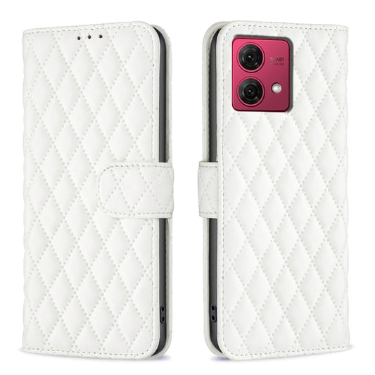 For Motorola Moto G84 Diamond Lattice Wallet Flip Leather Phone Case(White) by buy2fix