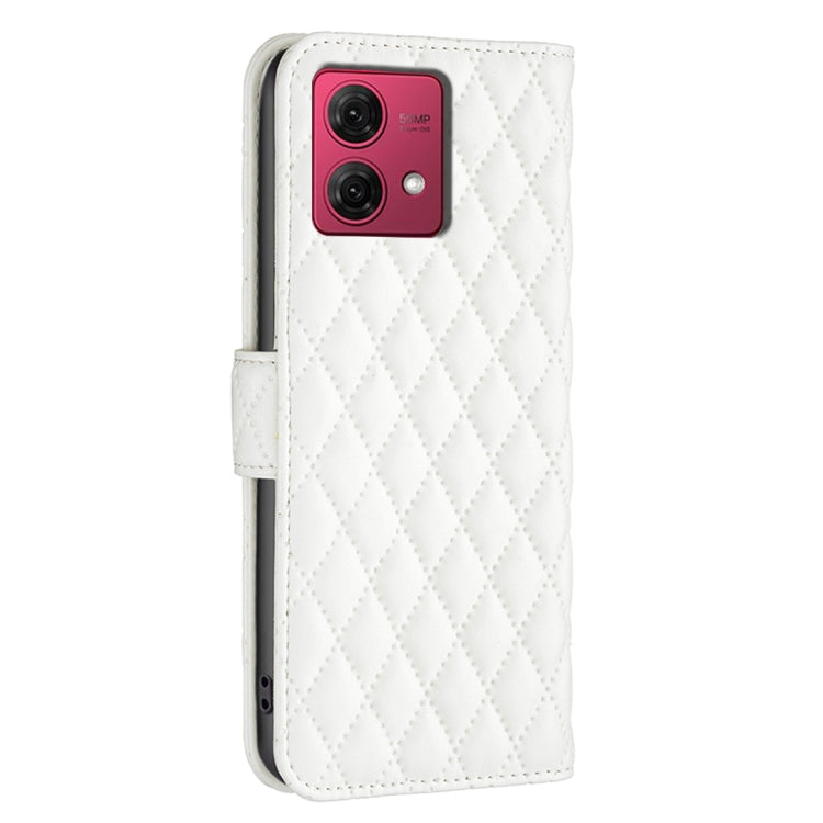 For Motorola Moto G84 Diamond Lattice Wallet Flip Leather Phone Case(White) by buy2fix