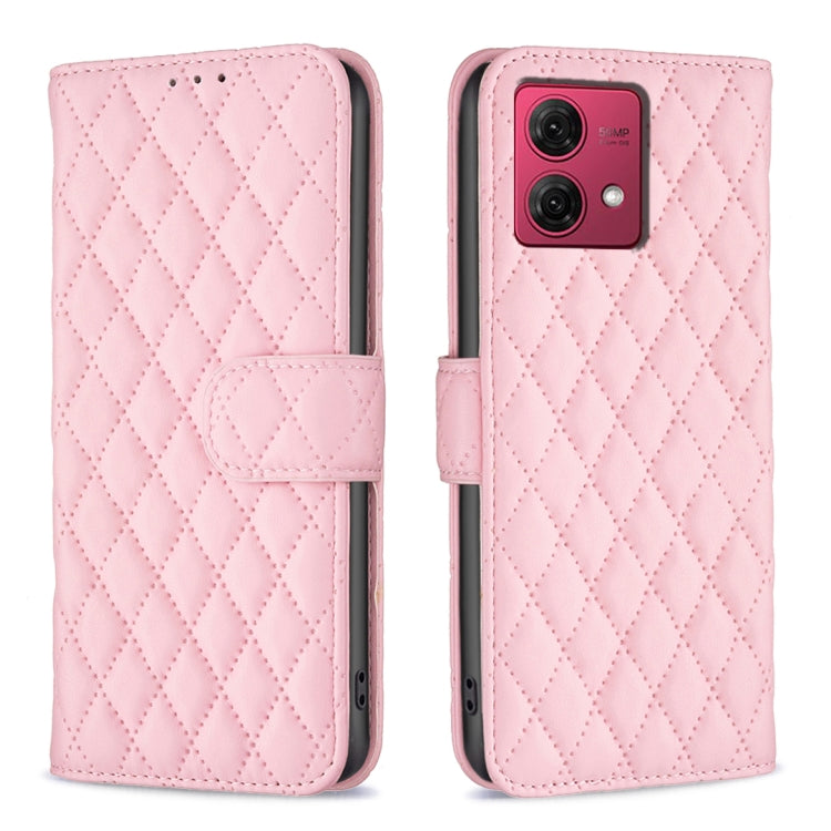 For Motorola Moto G84 Diamond Lattice Wallet Flip Leather Phone Case(Pink) by buy2fix