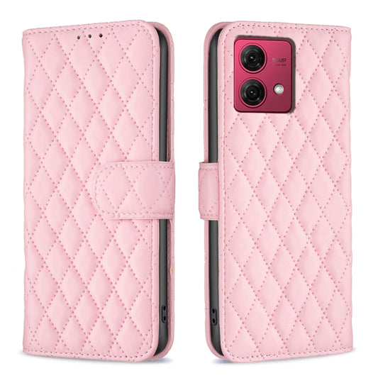 For Motorola Moto G84 Diamond Lattice Wallet Flip Leather Phone Case(Pink) by buy2fix