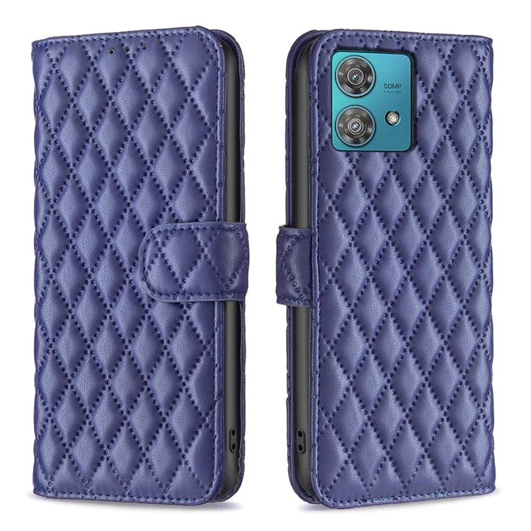 For Motorola Edge 40 Neo Diamond Lattice Wallet Flip Leather Phone Case(Blue) by buy2fix