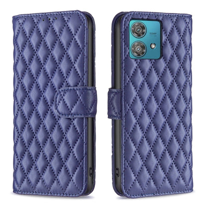 For Motorola Edge 40 Neo Diamond Lattice Wallet Flip Leather Phone Case(Blue) by buy2fix