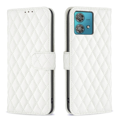 For Motorola Edge 40 Neo Diamond Lattice Wallet Flip Leather Phone Case(White) by buy2fix
