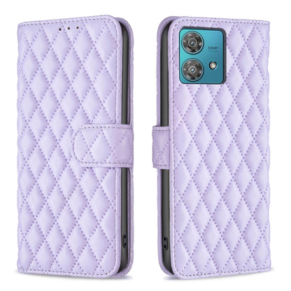 For Motorola Edge 40 Neo Diamond Lattice Wallet Flip Leather Phone Case(Purple) by buy2fix