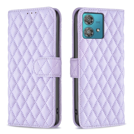 For Motorola Edge 40 Neo Diamond Lattice Wallet Flip Leather Phone Case(Purple) by buy2fix