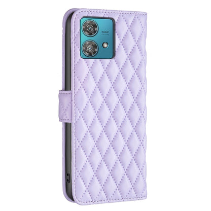For Motorola Edge 40 Neo Diamond Lattice Wallet Flip Leather Phone Case(Purple) by buy2fix
